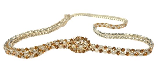 pink crystal and white pearl belt